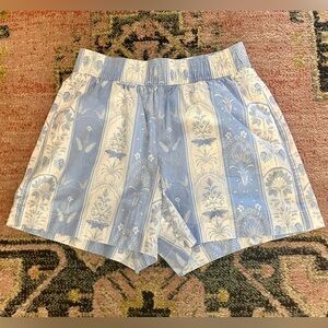 Crown & Ivy Blue and White Floral High Waist Shorts